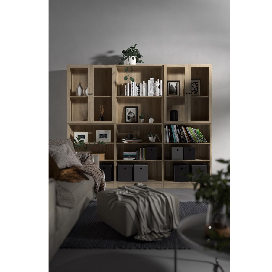 TVILUM Basic bokkasse - eikestruktur, m. 4 hyller (H: 203,2 cm x 79 cm x 26,72 cm)