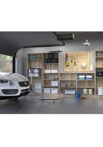 TVILUM Basic bokkasse - eikestruktur, m. 4 hyller (H: 203,2 cm x 79 cm x 26,72 cm)