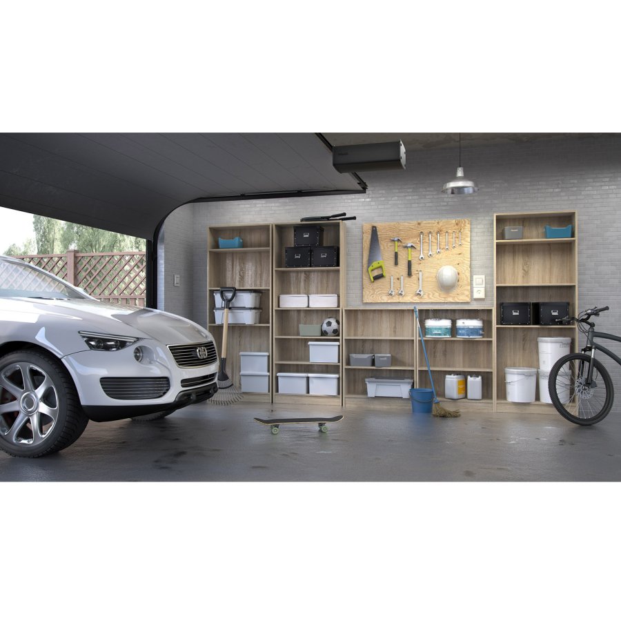 TVILUM Basic bokkasse - eikestruktur, m. 4 hyller (H: 203,2 cm x 79 cm x 26,72 cm)