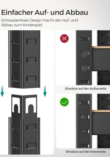 SONGMICS Kraftig reol, s�t med 2, k�lderreol, opbevaringsreol, 40 x 80 x 160 cm, reol med st�lramme, lasteevne op til 520 kg, 4 justerbare hylder, sort GLR048BZ01