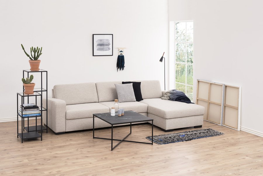 ACT NORDIC Seaford reol - klar/sort glas og sort metal, m. 3 hylder(H:119,5cm x 35cm x 37cm)