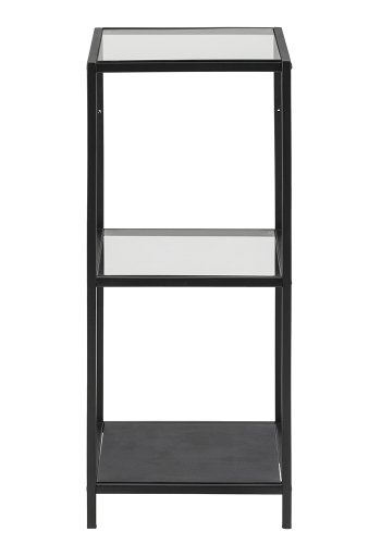 ACT NORDIC Seaford reol - klar/sort glas og sort metal, m. 2 hylder(H:82,5cm x35cm x cm)