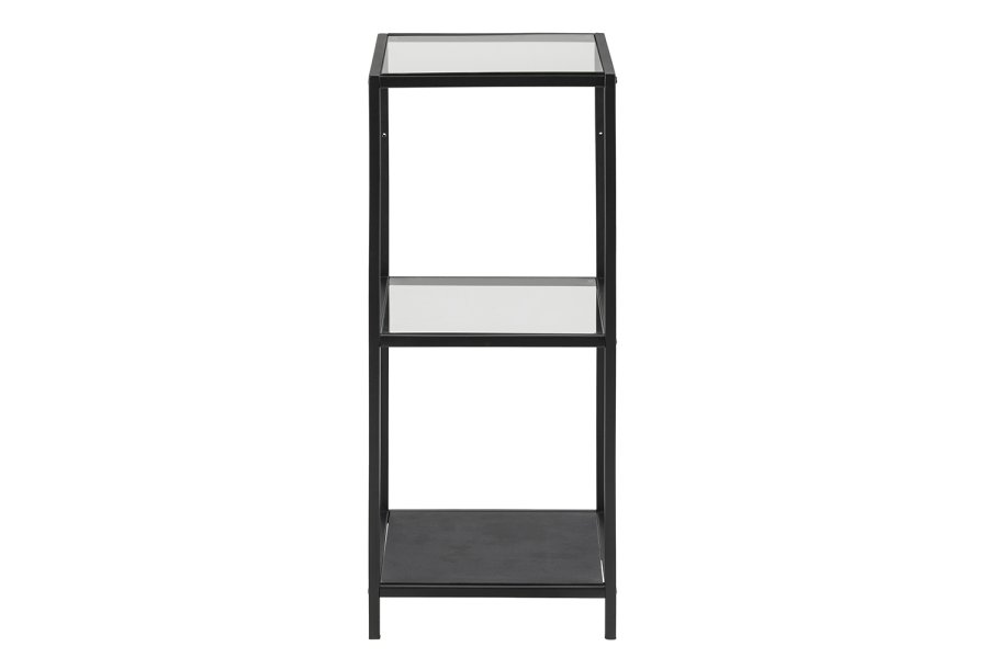 ACT NORDIC Seaford reol - klar/sort glas og sort metal, m. 2 hylder(H:82,5cm x35cm x cm)