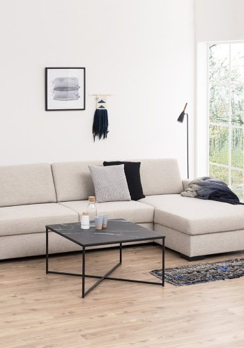 ACT NORDIC Seaford reol - klar/sort glas og sort metal, m. 2 hylder(H:82,5cm x35cm x cm)