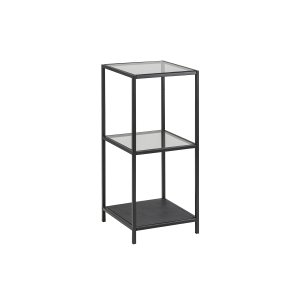 ACT NORDIC Seaford reol - klar/sort glas og sort metal, m. 2 hylder(H:82,5cm x35cm x cm)