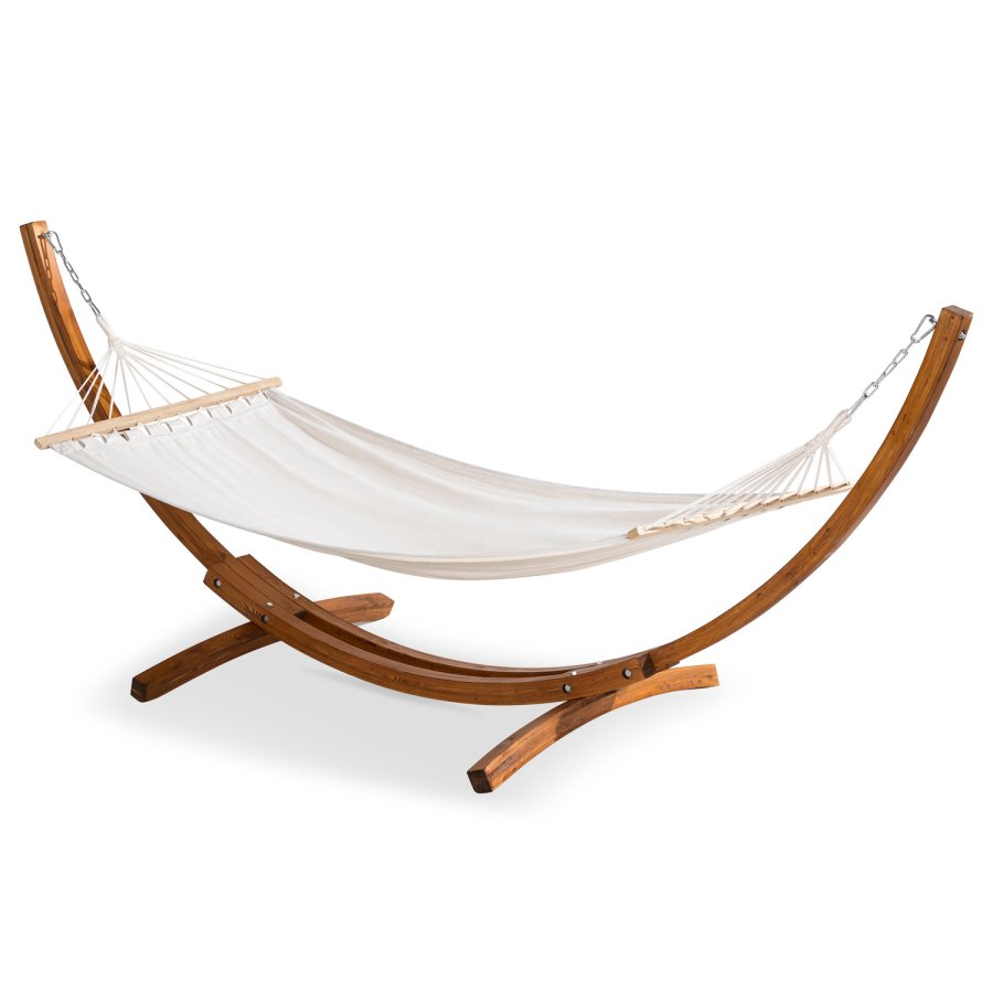 VENTURE DESIGN Hedvig hengekye med stativ - off-white polyester og brunt tre