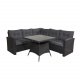 VENTURE DESIGN Watford hjrnesofasett - gr puter, glass og sort polyrattan
