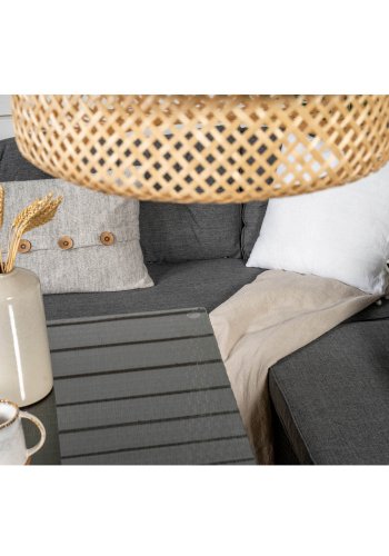 VENTURE DESIGN Watford hjrnesofasett - gr puter, glass og sort polyrattan