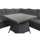 VENTURE DESIGN Watford hjrnesofasett - gr puter, glass og sort polyrattan