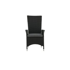 VENTURE DESIGN Padova recliner havestol, m. armln og hynde - gr polyester og sort polyrattan