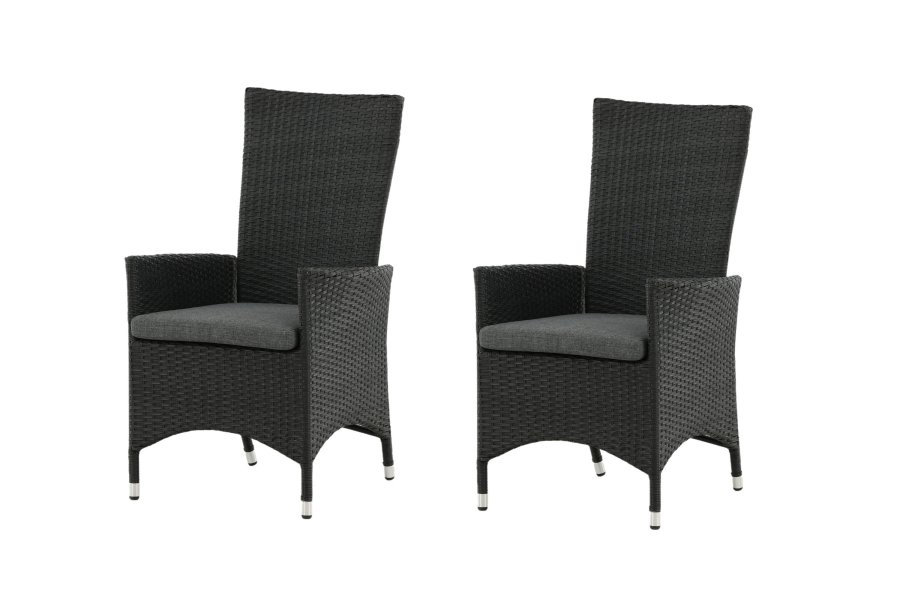 VENTURE DESIGN Padova hvilestol hagestol, med armlener og pute - gr� polyester og svart polyrattan