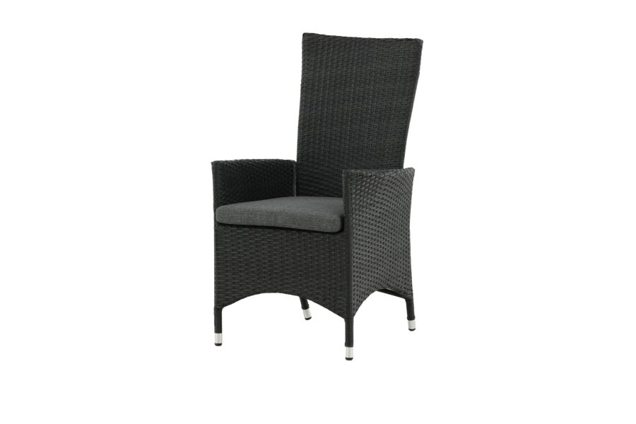 VENTURE DESIGN Padova hvilestol hagestol, med armlener og pute - gr� polyester og svart polyrattan