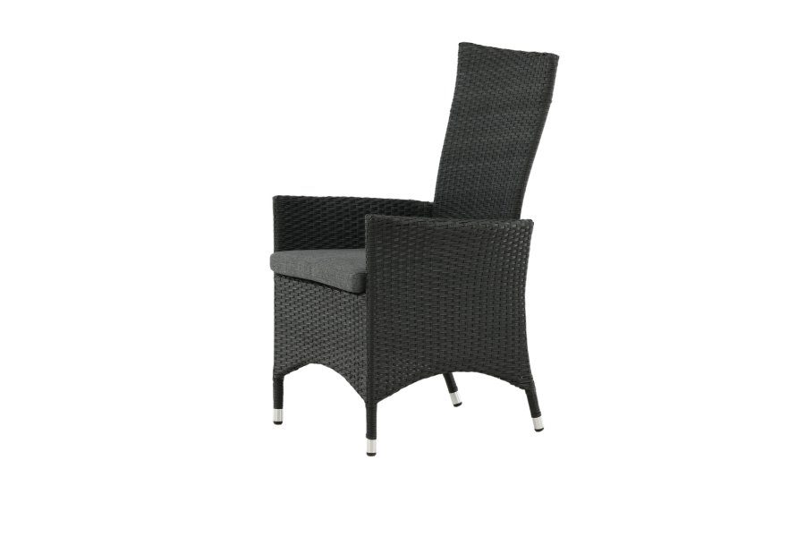 VENTURE DESIGN Padova hvilestol hagestol, med armlener og pute - gr� polyester og svart polyrattan