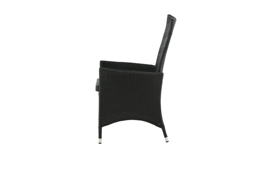 VENTURE DESIGN Padova hvilestol hagestol, med armlener og pute - gr� polyester og svart polyrattan