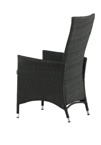 VENTURE DESIGN Padova hvilestol hagestol, med armlener og pute - gr� polyester og svart polyrattan