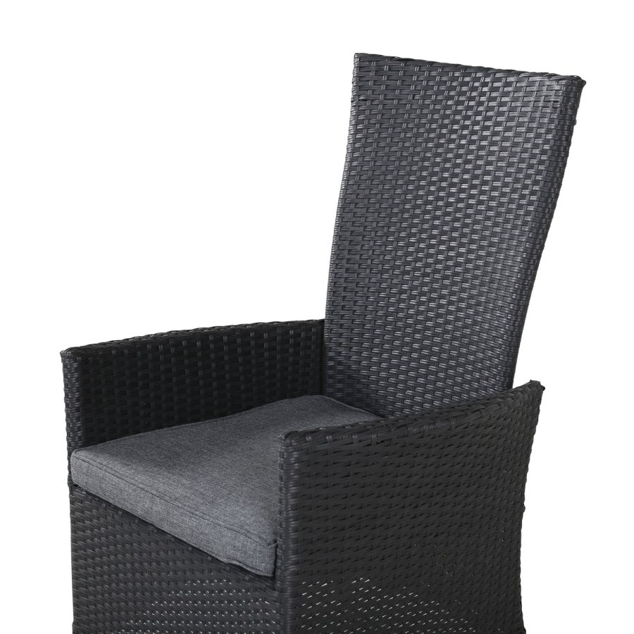 VENTURE DESIGN Padova hvilestol hagestol, med armlener og pute - gr polyester og svart polyrattan
