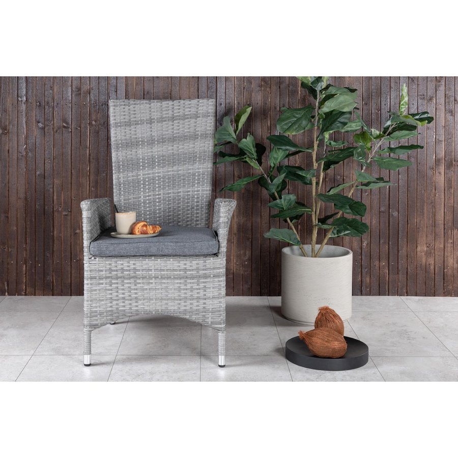 VENTURE DESIGN Padova hvilestol hagestol, med armlener og pute - gr polyester og gr polyrattan