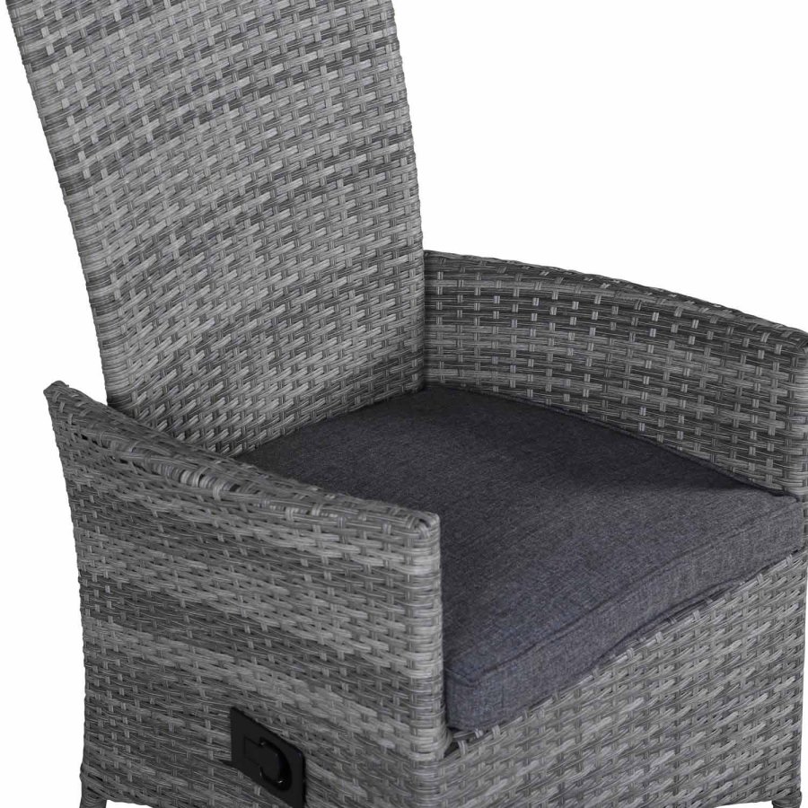 VENTURE DESIGN Padova hvilestol hagestol, med armlener og pute - gr polyester og gr polyrattan
