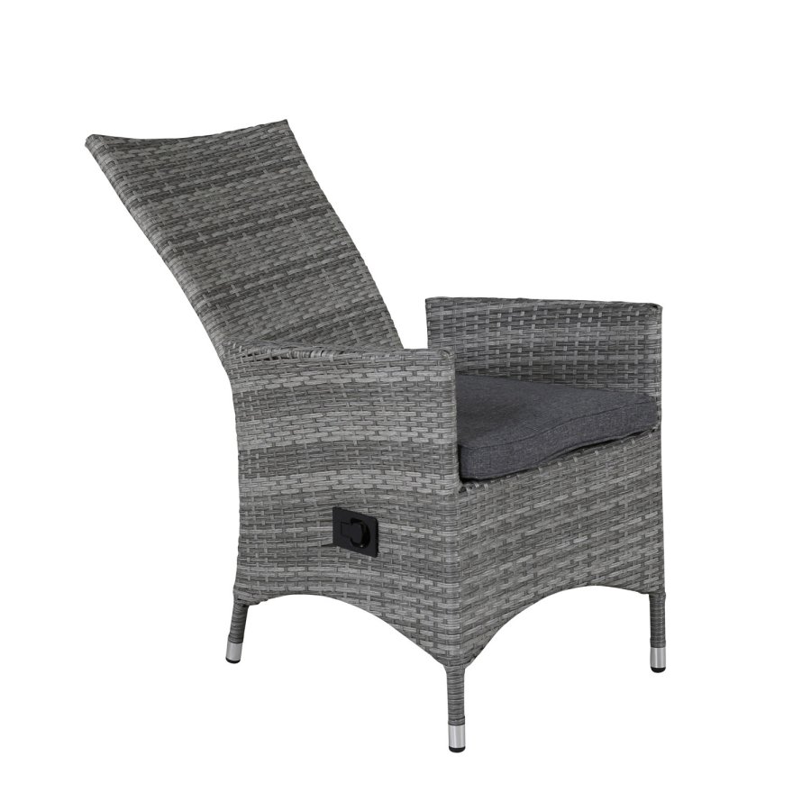 VENTURE DESIGN Padova hvilestol hagestol, med armlener og pute - gr polyester og gr polyrattan