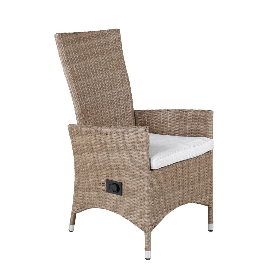 VENTURE DESIGN Padova hvilestol hagestol, med armlener og pute - polyester og naturlig polyrattan