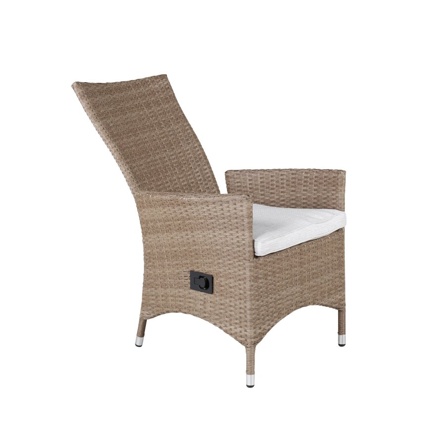 VENTURE DESIGN Padova hvilestol hagestol, med armlener og pute - polyester og naturlig polyrattan