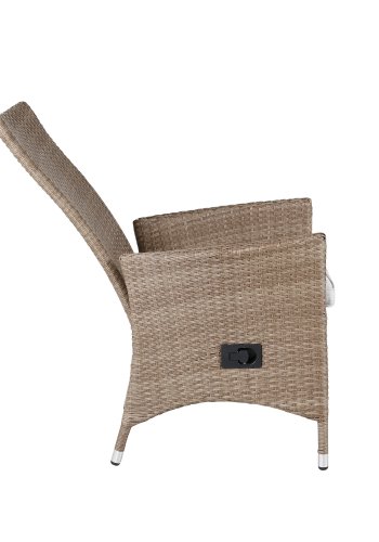 VENTURE DESIGN Padova hvilestol hagestol, med armlener og pute - polyester og naturlig polyrattan