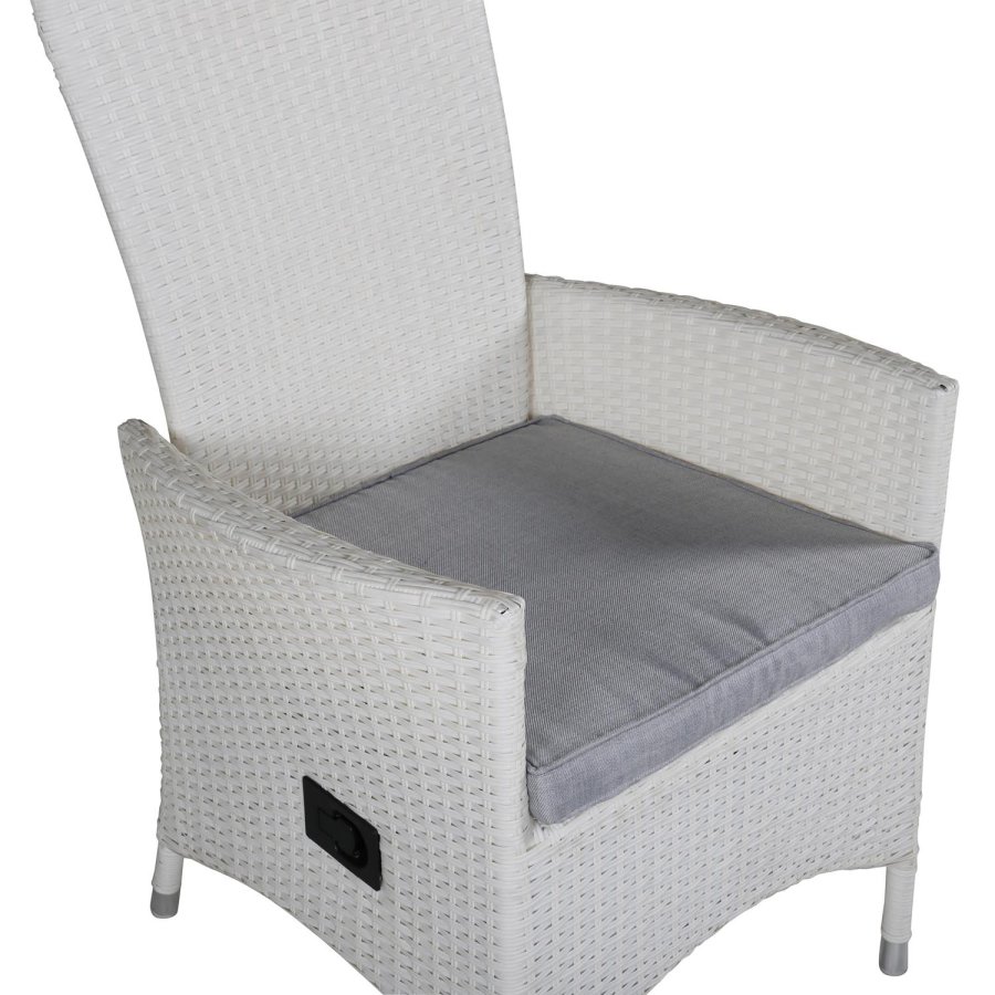 VENTURE DESIGN Padova hvilestol hagestol, med armlener og pute - gr polyester og hvit polyrattan