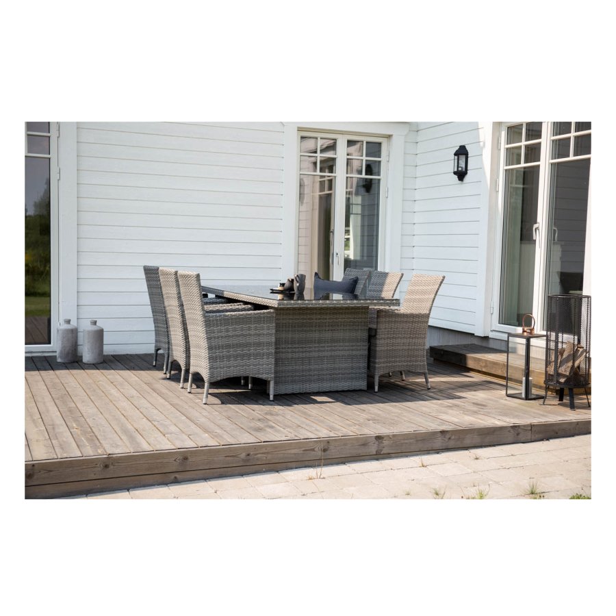 VENTURE DESIGN rektangulrt Padova hagebord - glass og gr aluminium (200x100)