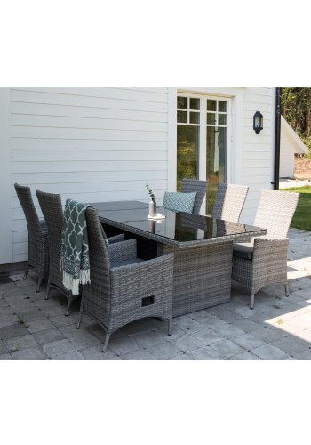 VENTURE DESIGN rektangulrt Padova hagebord - glass og gr aluminium (200x100)