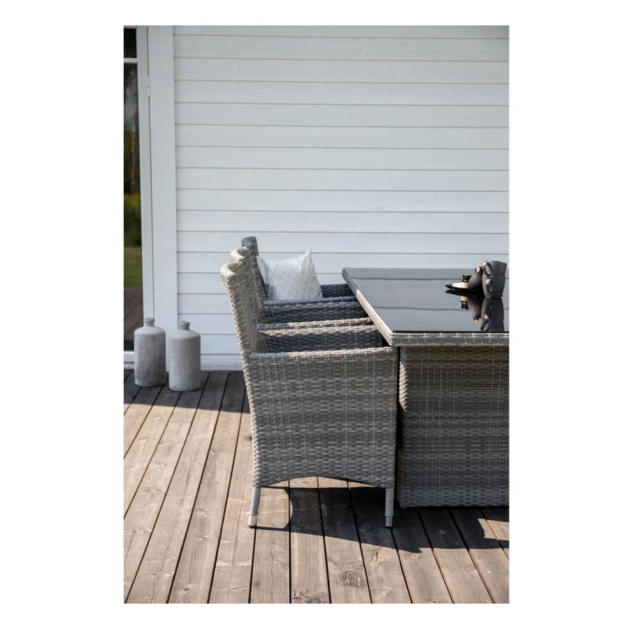 VENTURE DESIGN rektangulrt Padova hagebord - glass og gr aluminium (200x100)