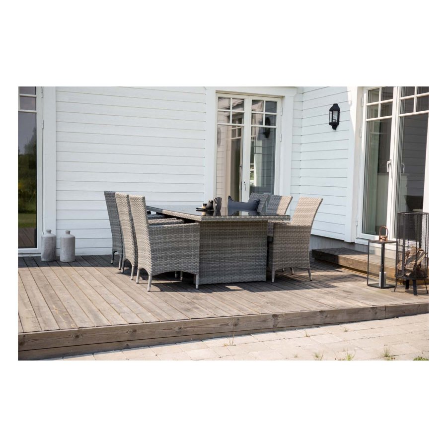 VENTURE DESIGN rektangulrt Padova hagebord - glass og gr aluminium (200x100)