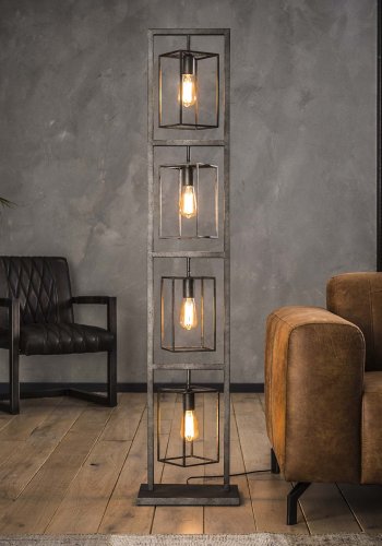 FURBO gulvlampe - patineret slv stl, m. 4 lamper