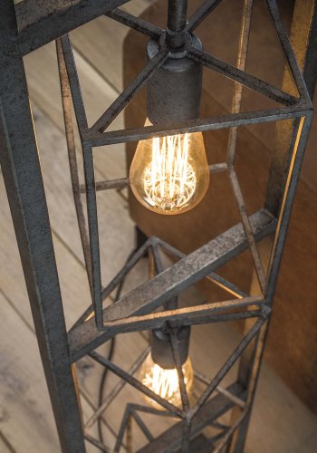 FURBO gulvlampe - patineret slv stl, m. 4 lamper