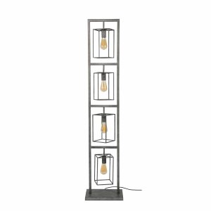 FURBO gulvlampe - patineret slv stl, m. 4 lamper