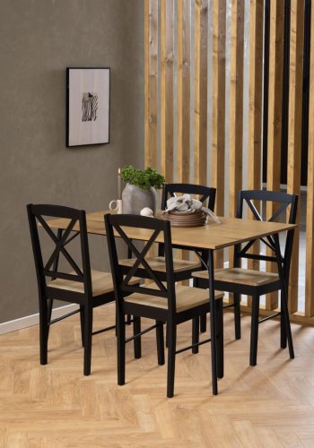 ACT NORDIC Peru Esstisch, rechteckig – natürliches Wildeichen-Melamin und schwarzer Stahl (120x80)