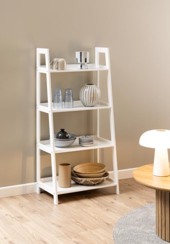 ACT NORDIC Wally bogreol, m. 4 hylder og trappeform - hvid MDF