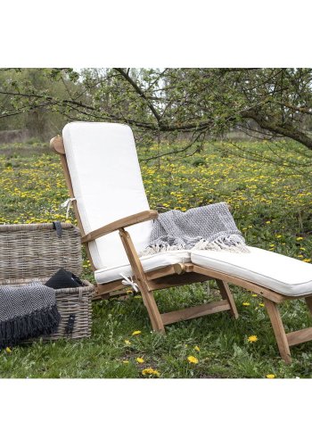 HOUSE NORDIC Arrecife solstol med solsengpute - naturlig teak og hvit bomull