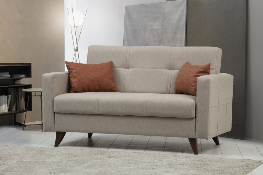 NORDVÄRK Polya 2 pers. sovesofa - beige stof og plast