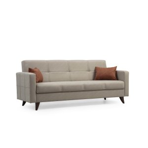 NORDVÄRK Polya 3 pers. sovesofa - beige stof og plast