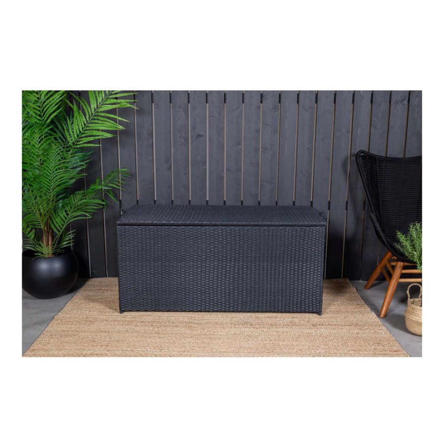 
VENTURE DESIGN London puteboks - rektangulær utendørs, svart rattan og stål, vannavvisende
