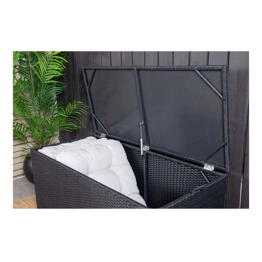 
VENTURE DESIGN London puteboks - rektangulær utendørs, svart rattan og stål, vannavvisende
