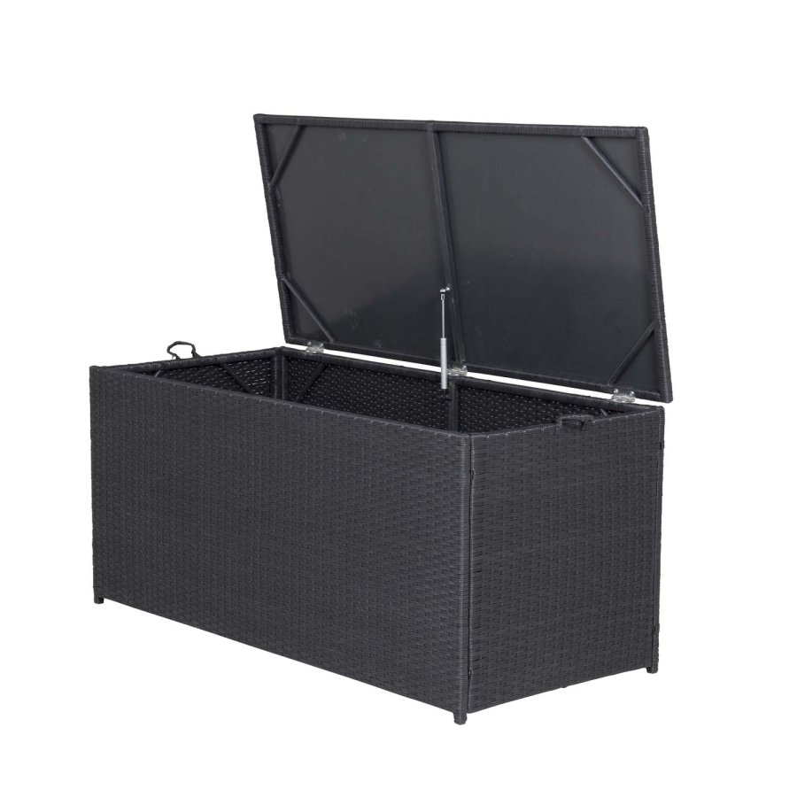 
VENTURE DESIGN London puteboks - rektangulær utendørs, svart rattan og stål, vannavvisende
