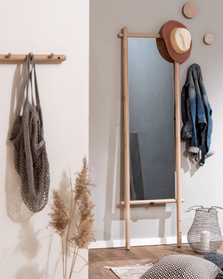 ROWICO rektangulr Milford knagerkke m. 8 knager - natur eg (80cm)