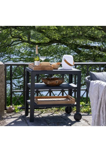 HOUSE NORDIC Serveringsvogn, aluminium/nonwood, sort, 3 hyller