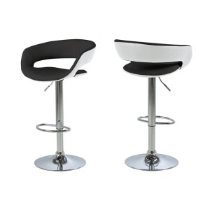 ACT NORDIC Grace barstol - svart / vit lder PU, metallram med trumpetfot