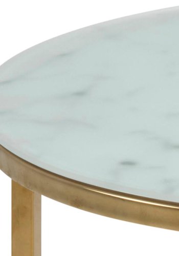 ACT NORDIC Alisma Ecktisch - weiß/goldenes Marmorpapier/Metall, rund (50)
