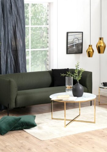 ACT NORDIC Alisma Ecktisch - weiß/goldenes Marmorpapier/Metall, rund (50)