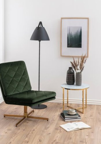 ACT NORDIC Alisma Ecktisch - weiß/goldenes Marmorpapier/Metall, rund (50)