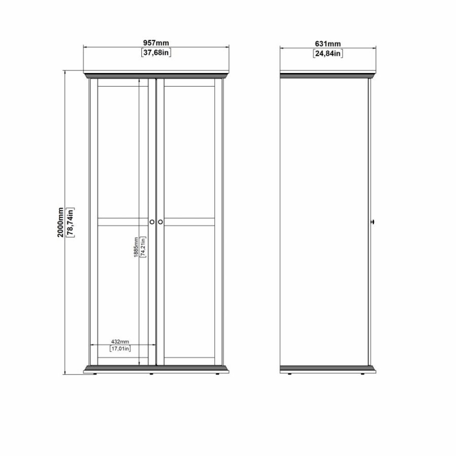TVILUM North Garderobeskab, Mat Sort, 95,7 x 63,1 x 200 cm