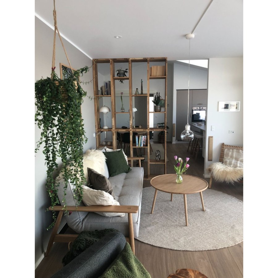 NOCNOI Puzzle rektangulr bokhylle, m. 3 rom - massiv oljet eik, for vegg/gulv (104x36)